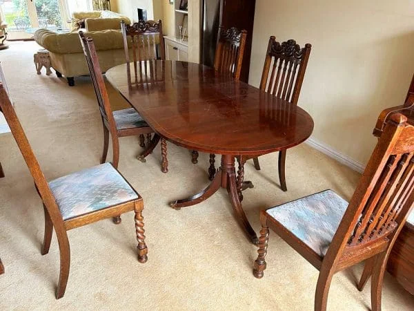 Fabulous Set of 6 Antique Oak Dining Chairs with Barley Twist Legs - Image 9