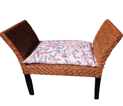 Roman Style Rattan Bench with Fitted Cushion