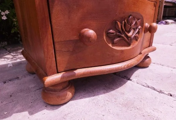 Solid Pine Shaped & Carved Side Table with Drawers - Image 8