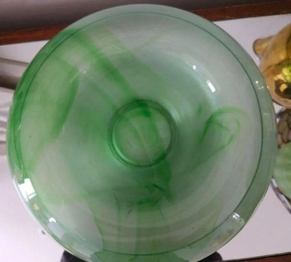 Art Deco George Davidson Smoked Cloud Glass Green Posy Bowl - Image 9