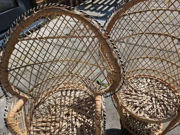 Pair of Miniature Wicker Peacock Chairs for Dolls - Image 6