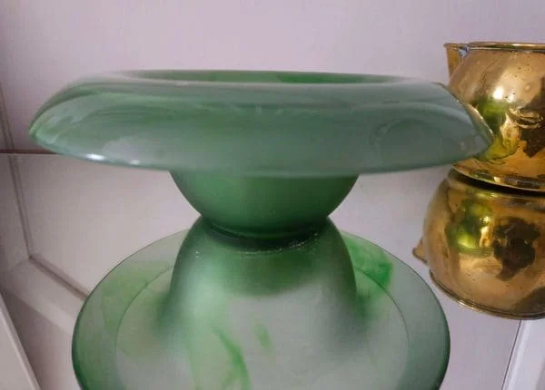 Art Deco George Davidson Smoked Cloud Glass Green Posy Bowl - Image 10