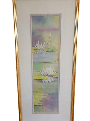 Pretty Pastel Original Watercolour 'Waterlilies' by Margaret Metcalfe