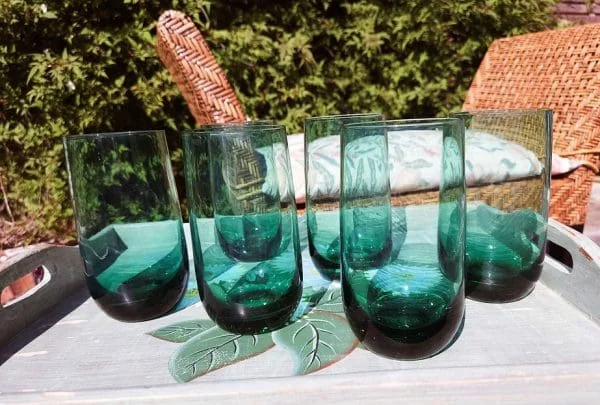 Set of 6 Green Glass Water Tumblers - Image 7