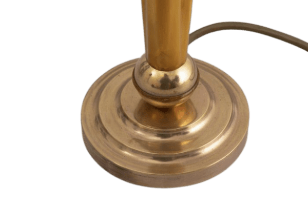 Art Deco Polished Brass Table Lamp with Amber Phenolic Column - Image 9