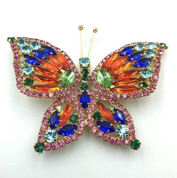 Vintage Czech Multi Colour Butterfly Brooch - Image 2