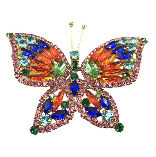 Vintage Czech Multi Colour Butterfly Brooch