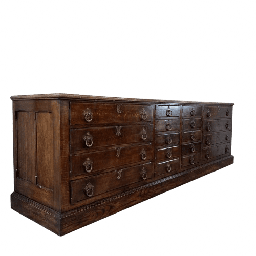 Early 20th Century Oak Bank of Drawers