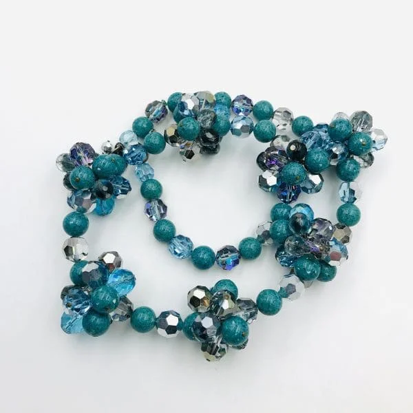 Vintage Christian Dior Turquoise and Aquamarine Beaded Necklace Circa 1950s - Image 3