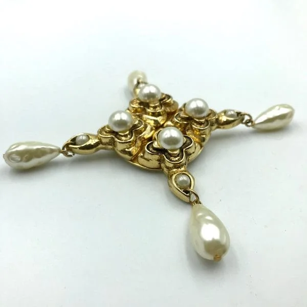 Vintage Charlie Laure Byzantine Cross Brooch 1970s - Image 3