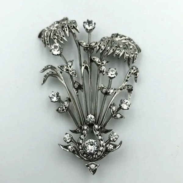 Vintage French Silver and Paste Floral Brooch - Image 2