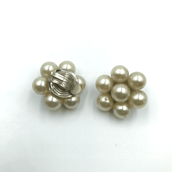 French Glass Pearl Cluster Earrings - Image 3