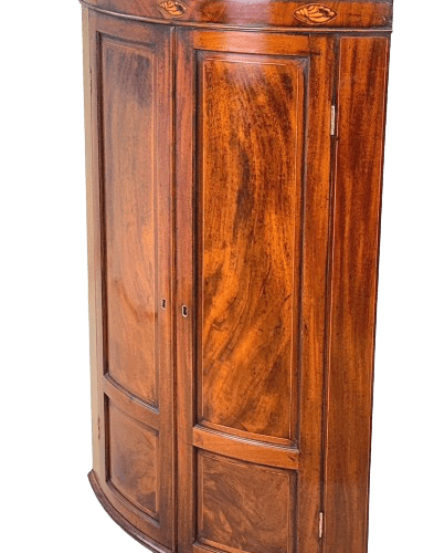 18th Century Mahogany Bow Corner Cupboard