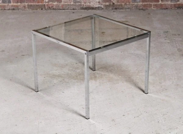 Mid Century chrome and glass square coffee table, circa 1970s - Image 2