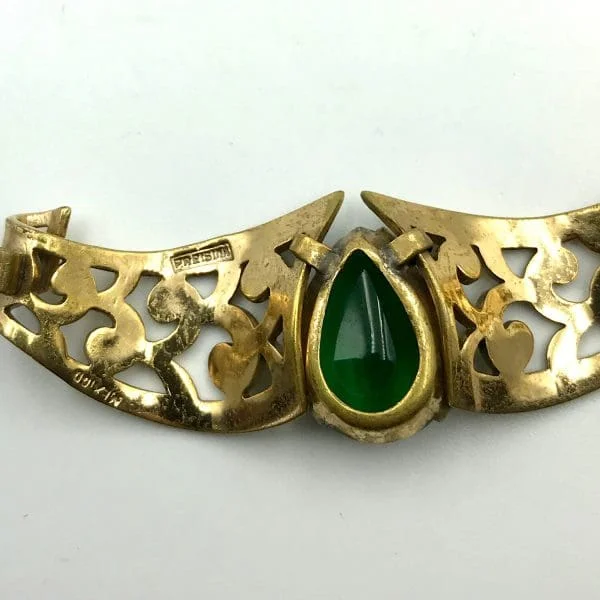 Vintage Boucher Parisina Silver Vermeil Emerald Collar Circa 1940s - Image 7