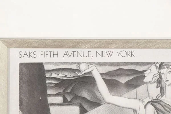 Framed Art Deco Advertising Print for Saks Fifth Avenue By Jean Dupas - Image 3