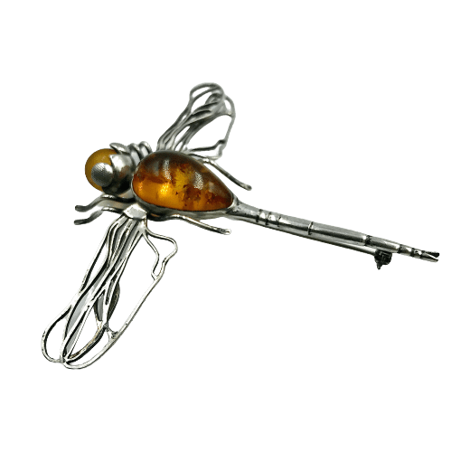 French silver and amber Dragonfly Brooch Circa 1930s