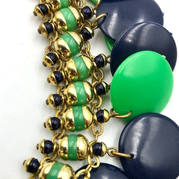 Vintage Francoise Montague Blue and Green Disc Necklace - Image 4