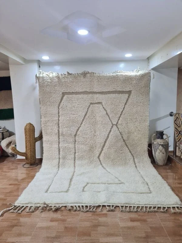 Handmade Moroccan Berber Wool Rug with Minimalist Geometric Design - Image 2