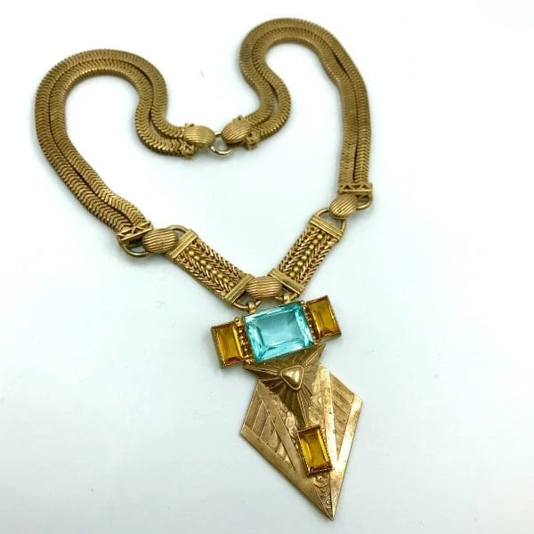 French Art Deco Egyptian Revival Necklace Circa 1920s - Image 2