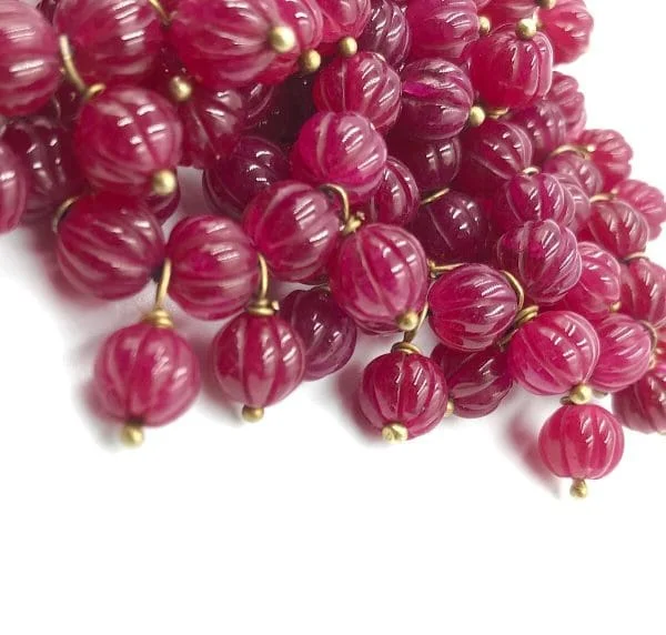 Vintage Natural Ruby Melon Bead Bracelet - Image 2