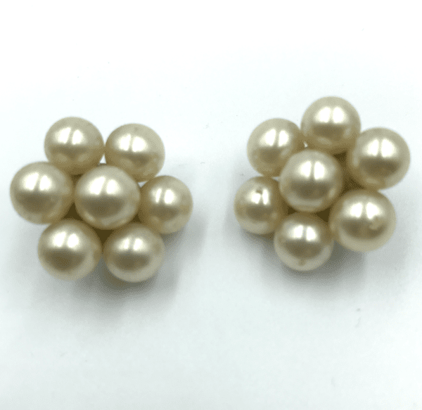 French Glass Pearl Cluster Earrings - Image 2