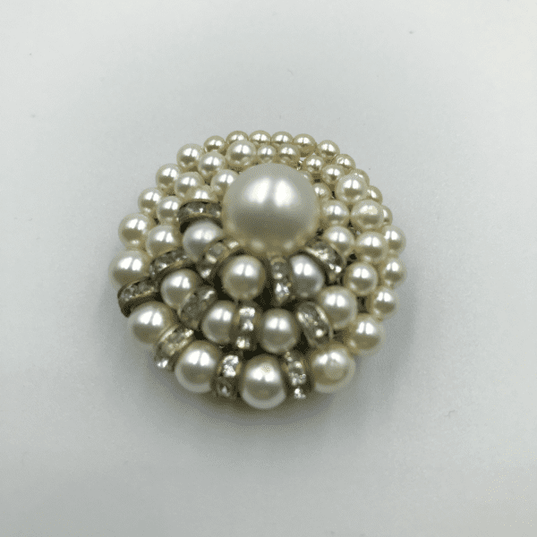 Vintage Louis Rousselet Glass Pearl and Rhondelle Brooch 1950s - Image 3