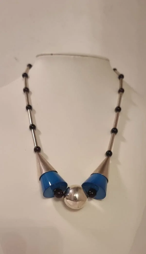 Art Deco Chrome and Bakelite Necklace - Image 2