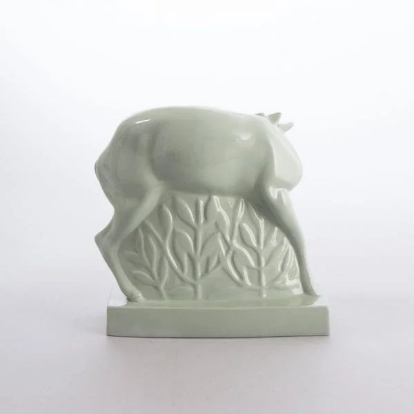 Art Deco John Skeaping for Wedgwood ''Fallow Deer'' in Celadon Glaze, Signed - Image 4