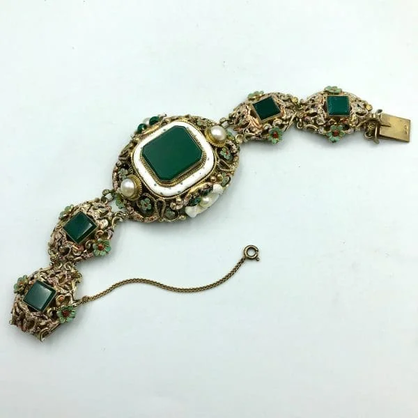 Antique Austrian Hungarian Silver Gilt Enamel Bracelet - Image 2