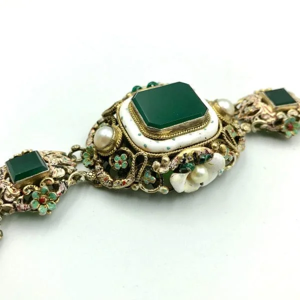 Antique Austrian Hungarian Silver Gilt Enamel Bracelet - Image 4