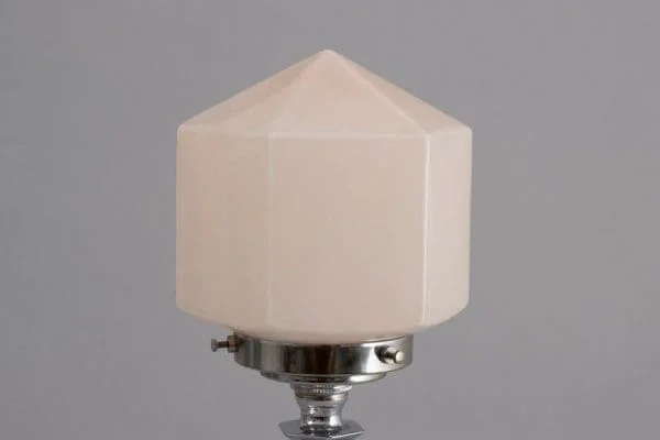 Art Deco Modernist Table Lamp on Chrome Base with Pyramid Shade, British c.1930 - Image 7