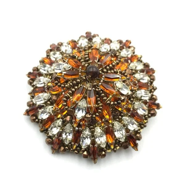 French Louis Rousselet Topaz and Clear Paste Brooch - Image 2