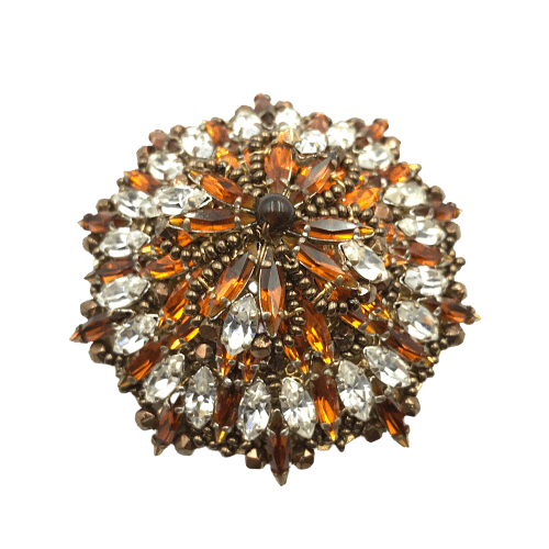 French Louis Rousselet Topaz and Clear Paste Brooch