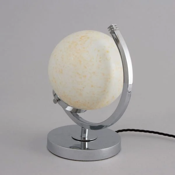 British Art Deco Table Lamp Planet with Half Moon Chrome Frame c.1930 - Image 2