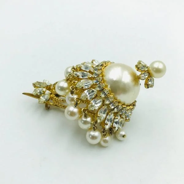 Vintage Rare Roger Scemama Mogul Drop Pearl Fur Pin Circa 1950s - Image 2