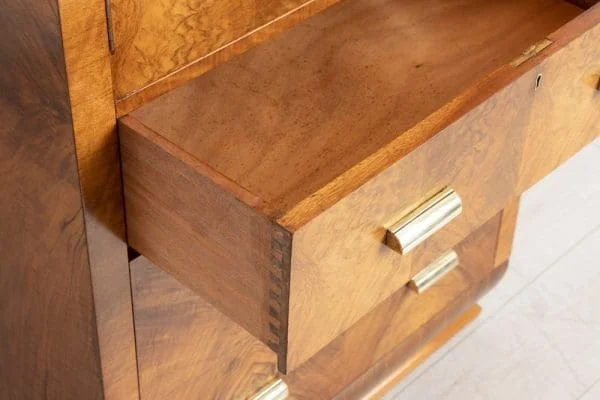 Art Deco Linen Press Cabinet in Figured Walnut - Image 6