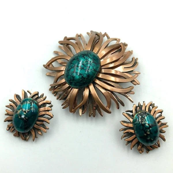 Vintage Renoir Matisse Brooch and Earrings Circa 1950s - Image 2