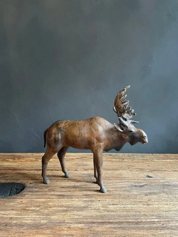 Vintage Leather Moose Figure - Image 2