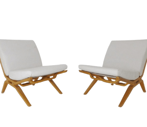 Pair Of Vintage Beech Lounge Chairs Model S725 By Dorothy & Paul Goble For Stag