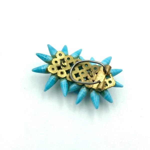 Vintage Louis Rousselet Turquoise Floret Earrings - Image 4