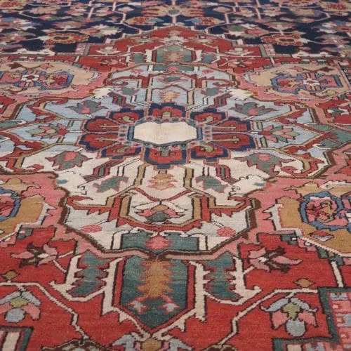Striking c. 1880 Heriz Persian Carpet