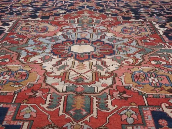 Striking c. 1880 Heriz Persian Carpet