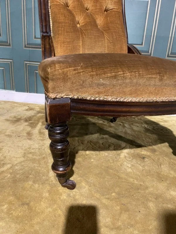 Victorian mahogany upholstered button backed nursing chair - Image 7