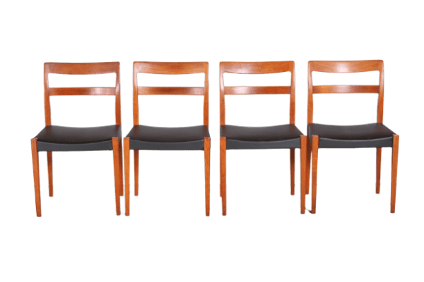 Set of 4 Mid Century Swedish teak dining chairs