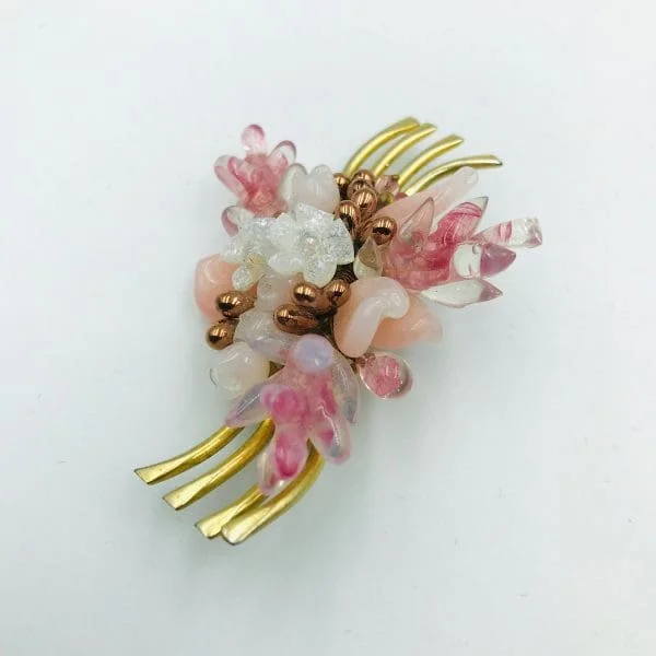 Vintage Louis Rousselet Pink Floret Brooch Circa 1950s - Image 3