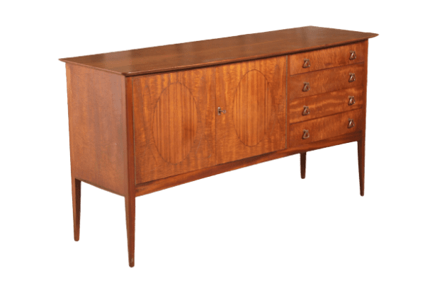 Mid Century Fiddleback Mahogany sideboard with rosewood insets by John Herbert for Younger