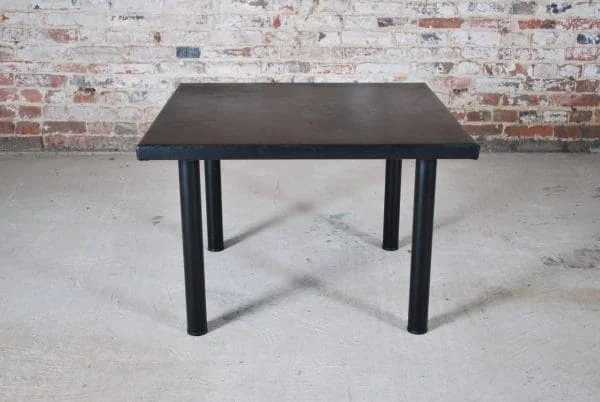 Mid Century coffee table with leather top and aluminium legs. Designed by Yrjö Kukkapuro for Haimi - Image 4