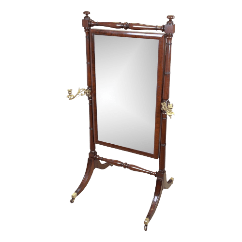 Georgian Mahogany Cheval Dressing Mirror, England Circa 1800