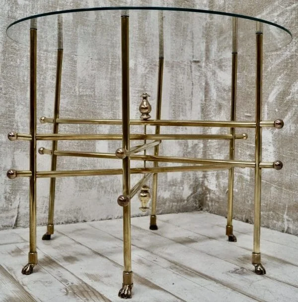 Mid-Century Brass Claw Feet Coffee Table C 1970s - Image 10